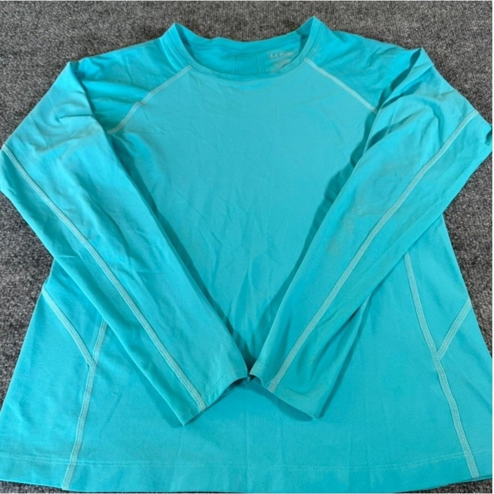L.L. Bean Sun Shirt Women L Blue UPF 50+ Performance Polyester Active Top 280657 - Picture 3 of 7